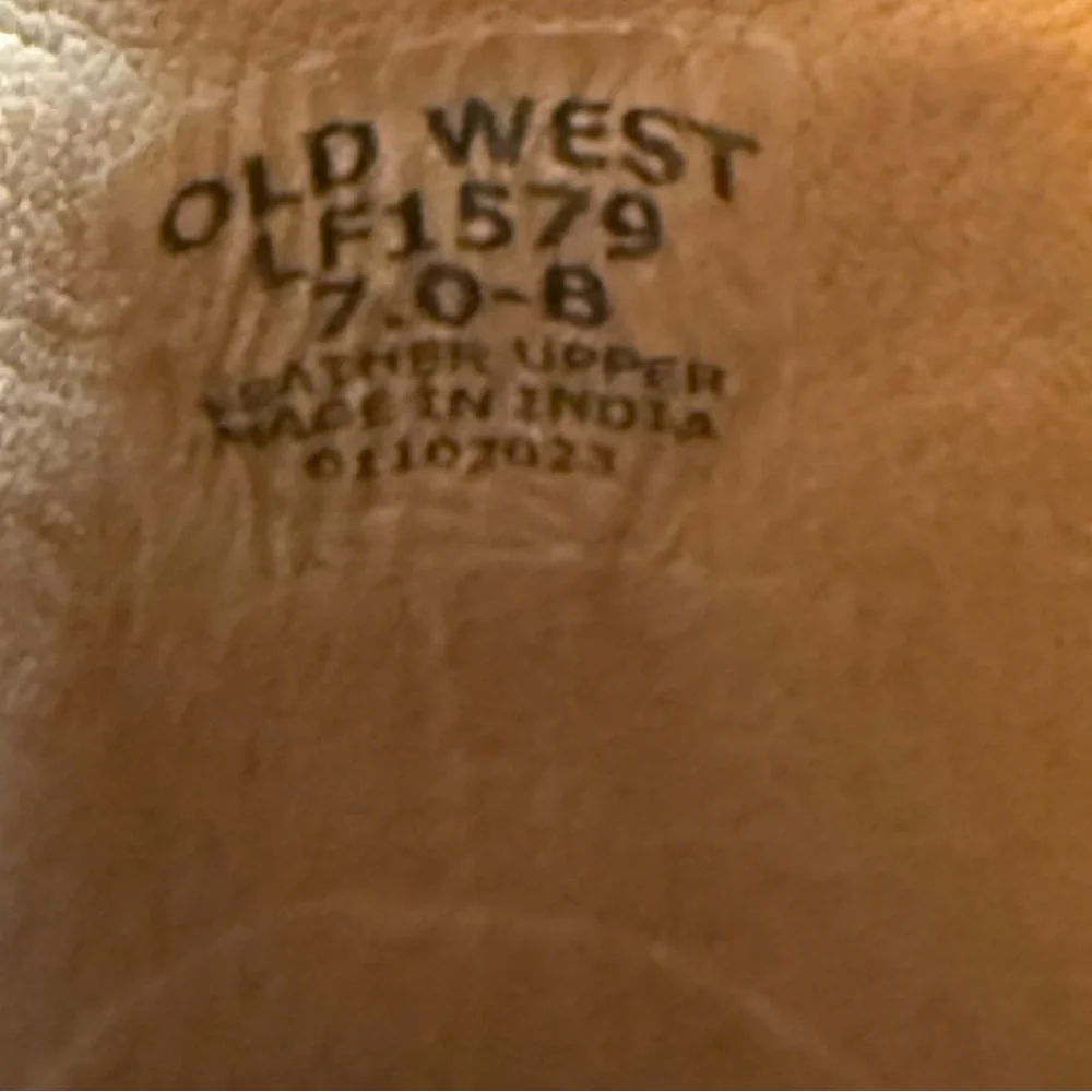 Old West LF1579 Black Snip Toe Cowboy Boots Women 7B Leather Western - Picture 9 of 9